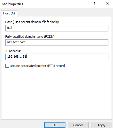 dns ns2 a record