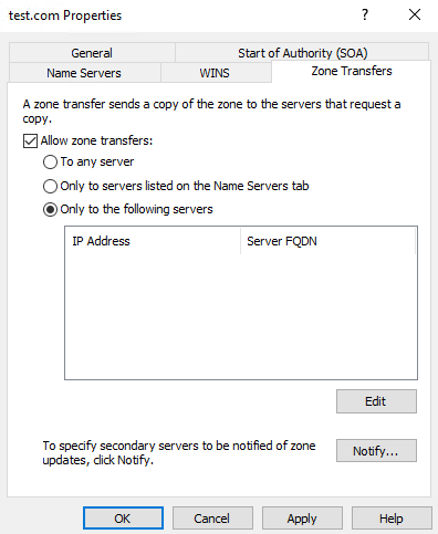 dns only to the following servers