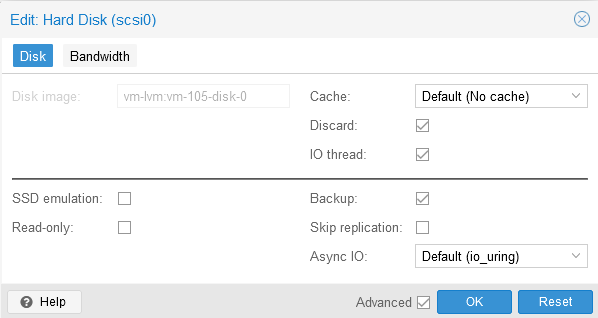 Proxmox enabled trim discard hard disk