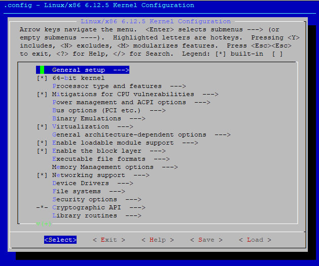 kernel main menu