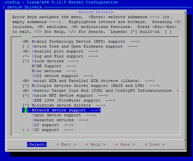 kernel network device support